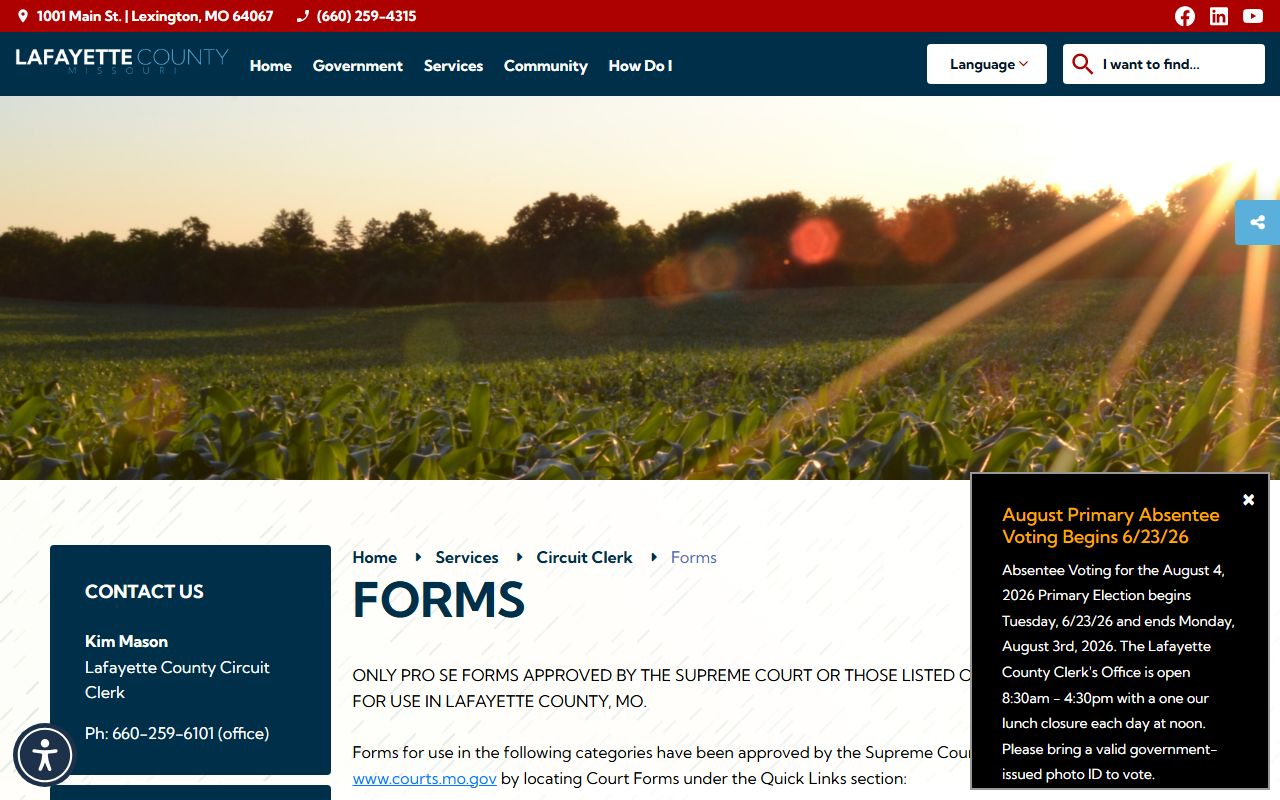 Lafayette County Circuit Clerk forms and document center