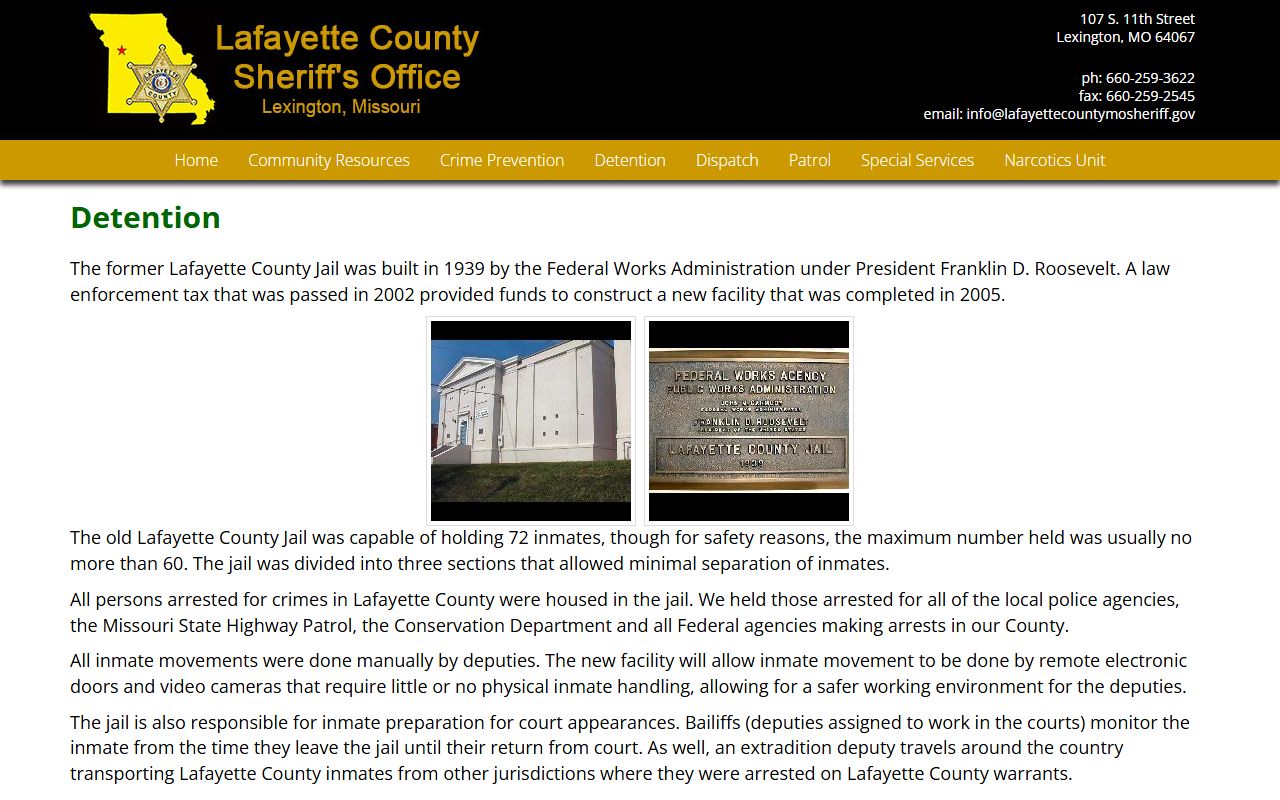 Lafayette County arrest records detention center