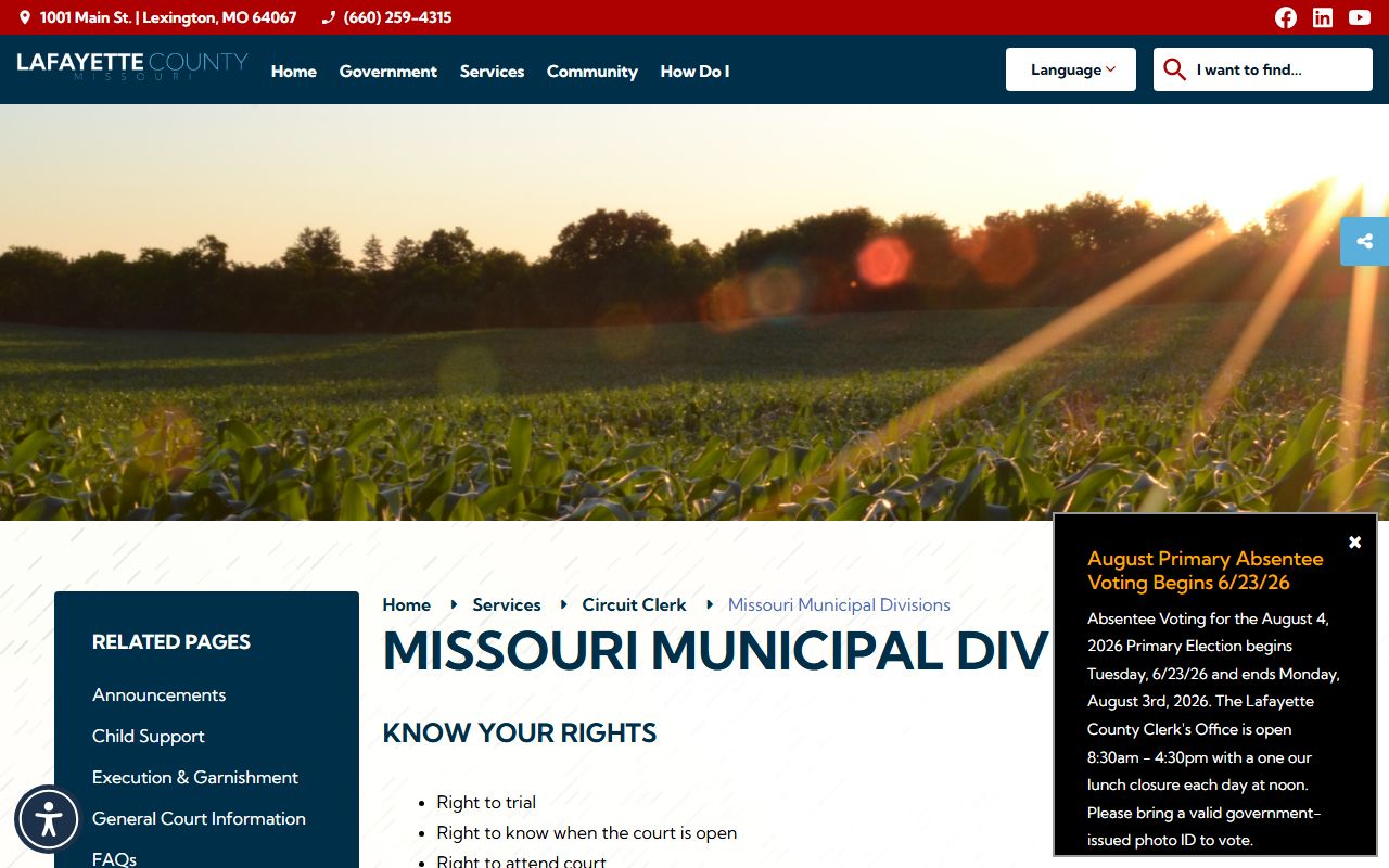 Lafayette County Circuit Court municipal divisions rights