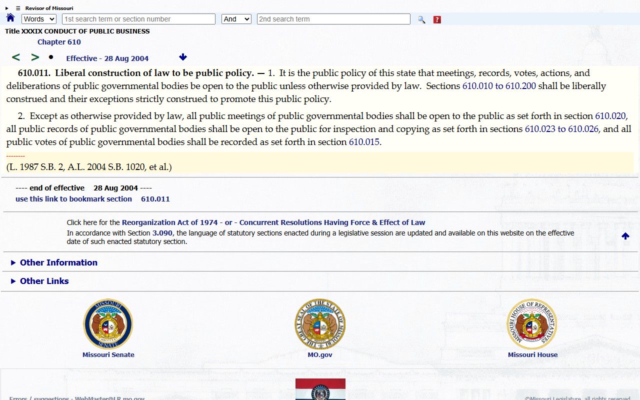 Lafayette County court records Missouri Sunshine Law