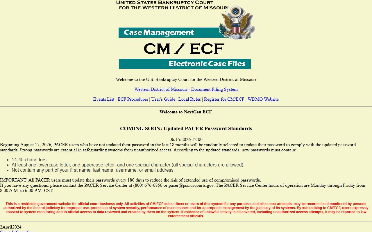 Lafayette County inmate records Western District bankruptcy CM ECF source