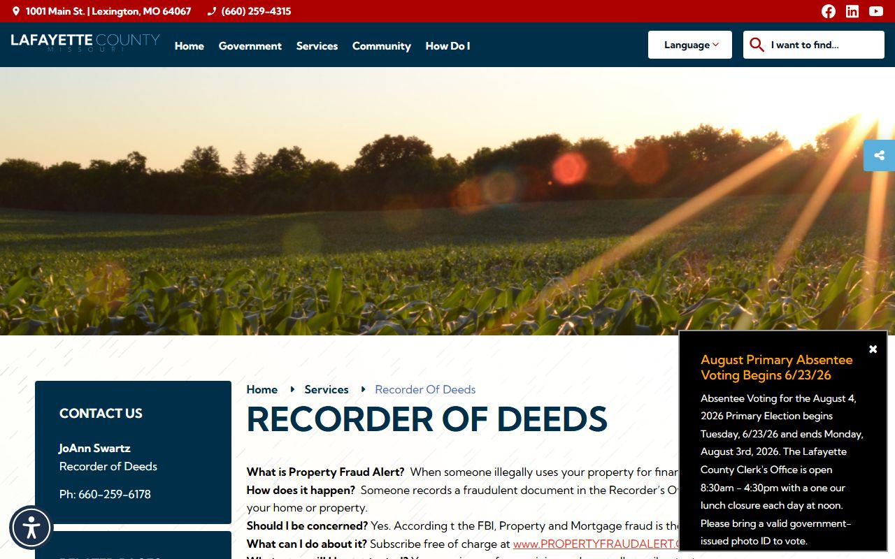 Lafayette County marriage and divorce records Recorder of Deeds